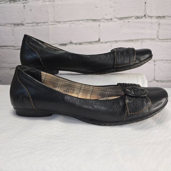 BORN BALLET FLATS BROWN LEATHER ROUND TOE WITH BUCKLE STRAP DESIGN EUC SIZE 10 - Picture 7 of 9